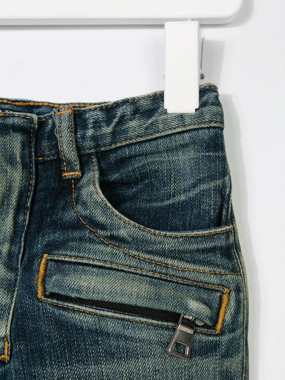 Balmain Kids bleached biker jeans Blauw