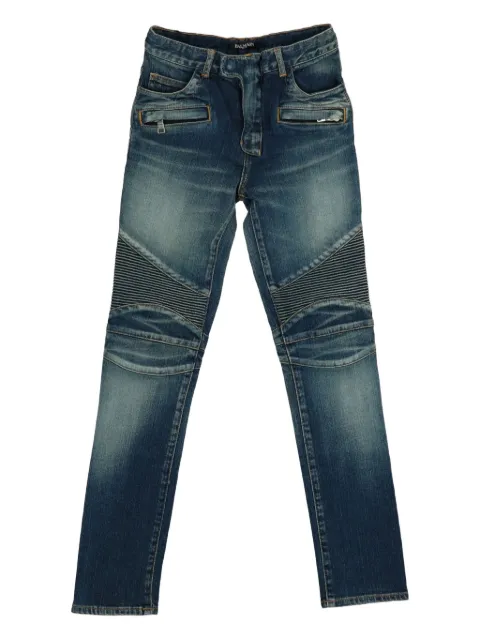 Balmain Kids cotton biker jeans