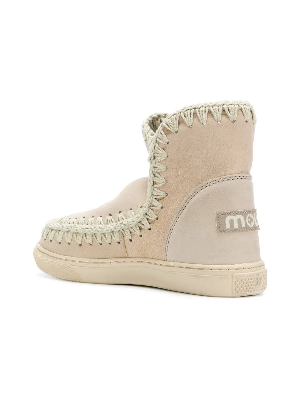 Mou enkellaarzen met stiksels Beige