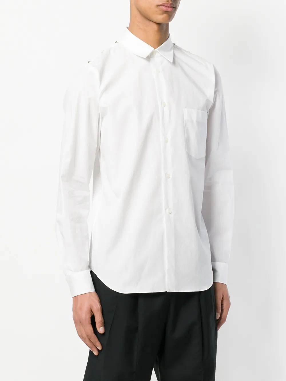 Black Comme Des Garçons stud shoulder shirt Wit