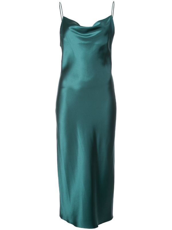 green cowl neck slip dress