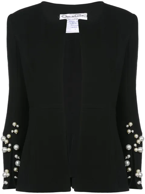 OSCAR DE LA RENTA OSCAR DE LA RENTA PEARL EMBELLISHED CAPE - BLACK