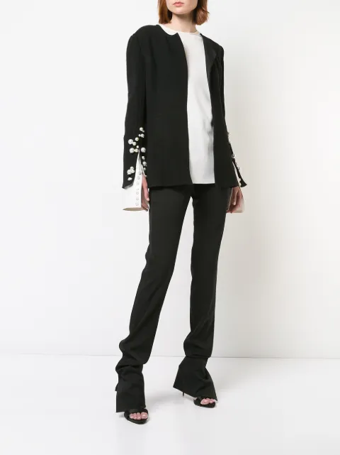 OSCAR DE LA RENTA OSCAR DE LA RENTA PEARL EMBELLISHED CAPE - BLACK