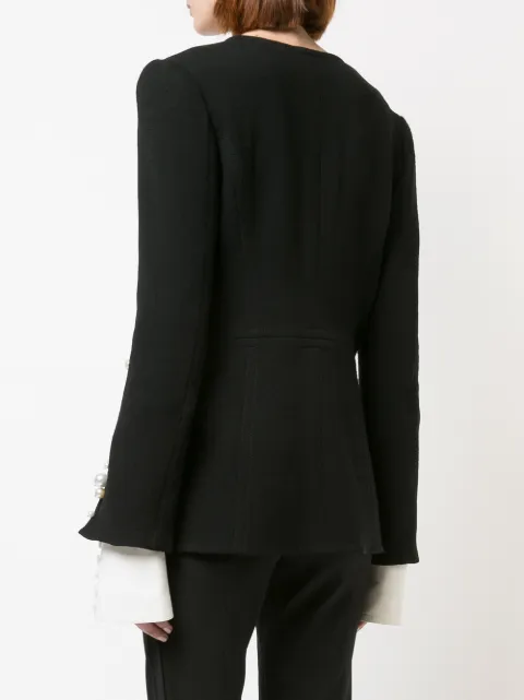 OSCAR DE LA RENTA OSCAR DE LA RENTA PEARL EMBELLISHED CAPE - BLACK