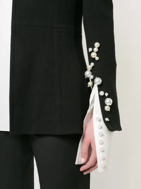 OSCAR DE LA RENTA OSCAR DE LA RENTA PEARL EMBELLISHED CAPE - BLACK