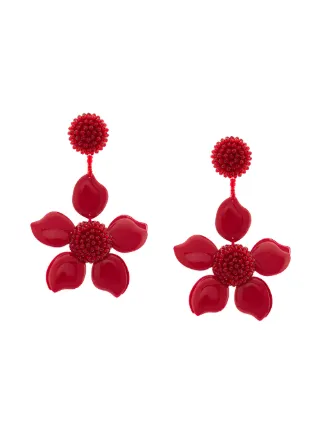Oscar De La A Enamel Flower Earrings Farfetch Oscar De La A Enamel Flower Earrings