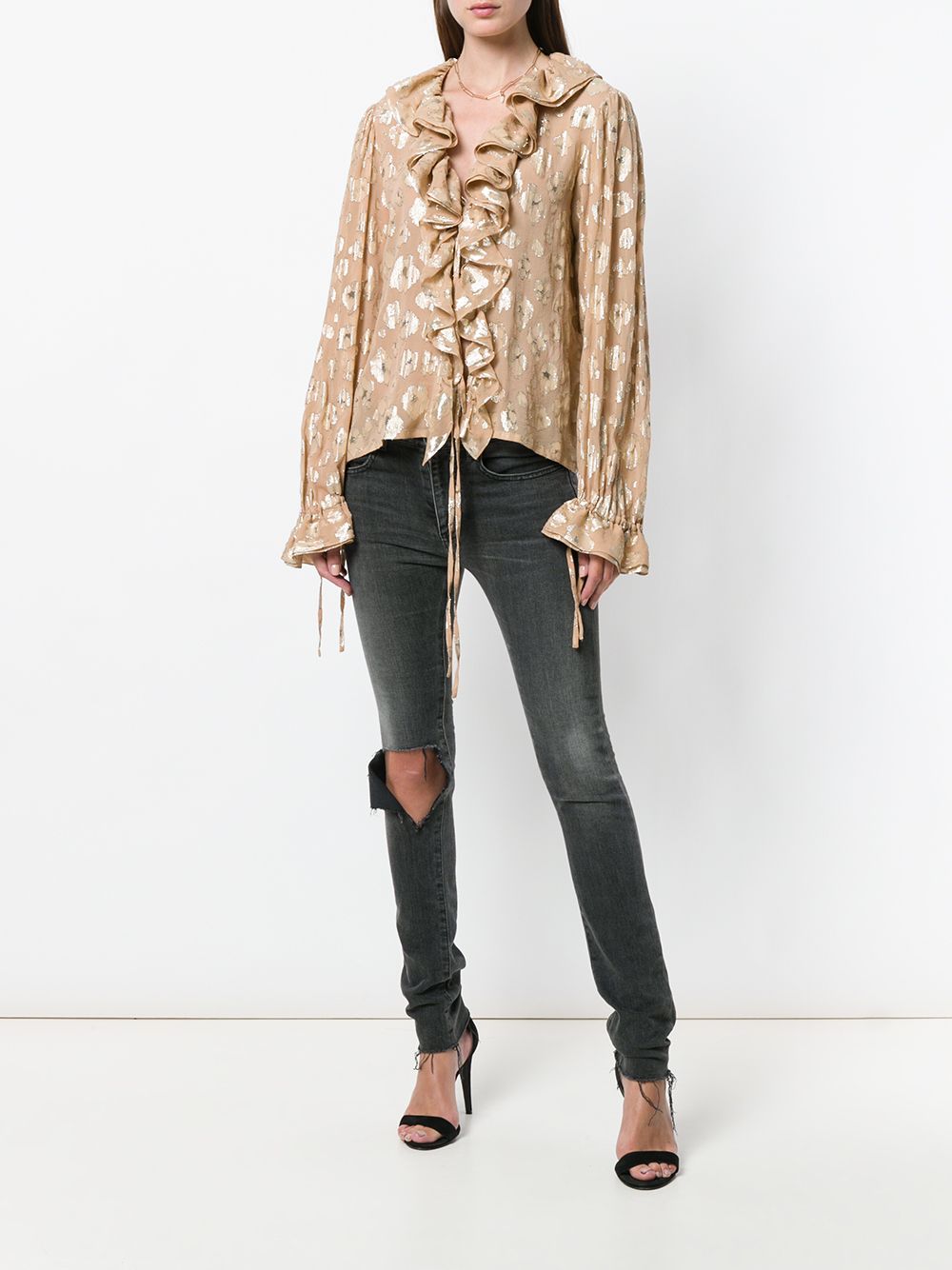 Saint Laurent lange blouse met lange mouwen - Beige