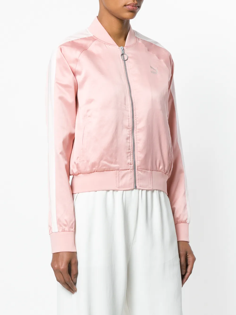  Puma Cropped Bomber Jacket - Pink 