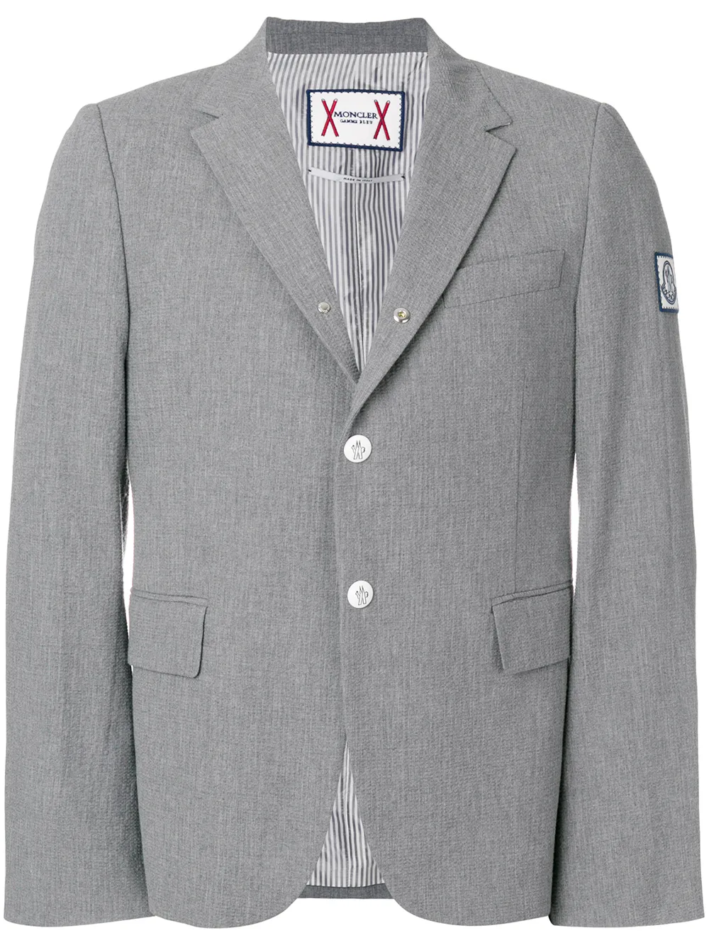 Moncler blazer à patch logo - Gris