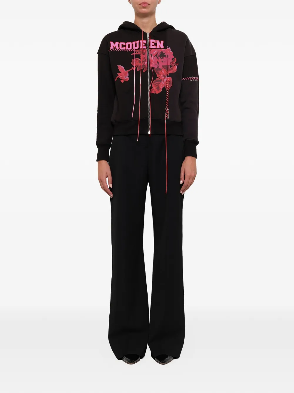 Alexander Mcqueen Sweatshirt Mit Logo Print   Schwarz 