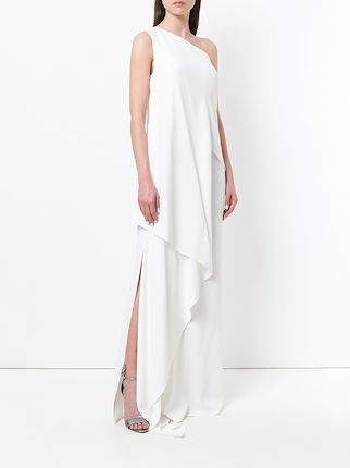 one shoulder draped evening dress展示图