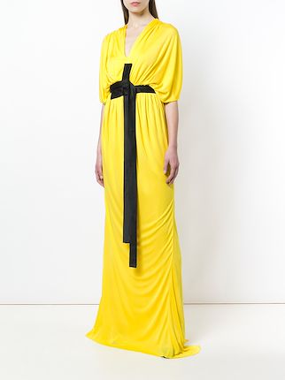 draped plunge-neck dress展示图