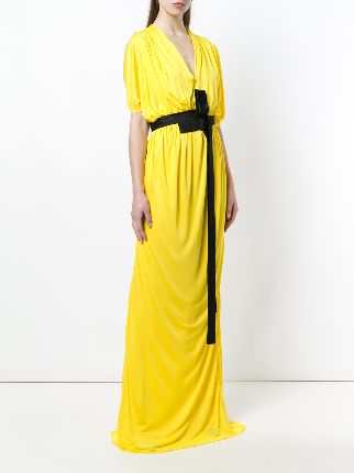 draped plunge-neck dress展示图