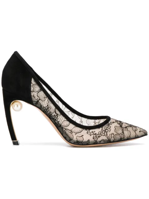 pearl embellished pumps