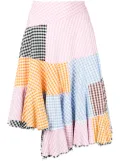 Comme Des Garçons Pre-Owned patchwork gingham asymmetric skirt - Multicolour