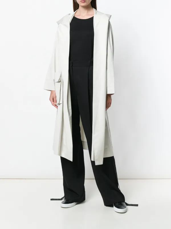 【送料&関税込】Issey Miyake Oversize White Trench Coat Issey Miyake Pre-Owned Hooded Trench Coat | White | FARFETCH