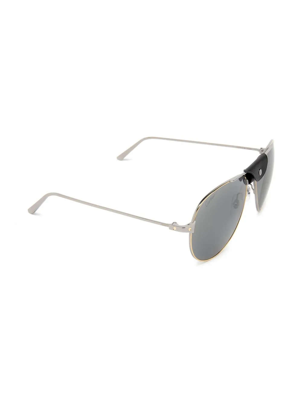 Cartier Eyewear leren zonnebril met topbar - Metallic