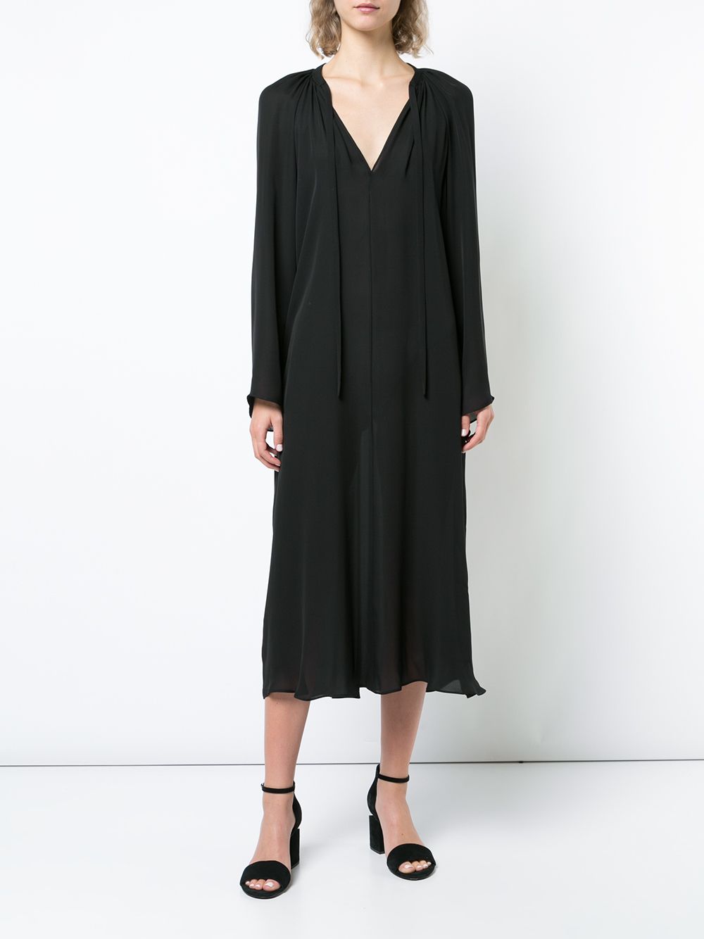 Shop Voz Bell Sleeve Dress In Black