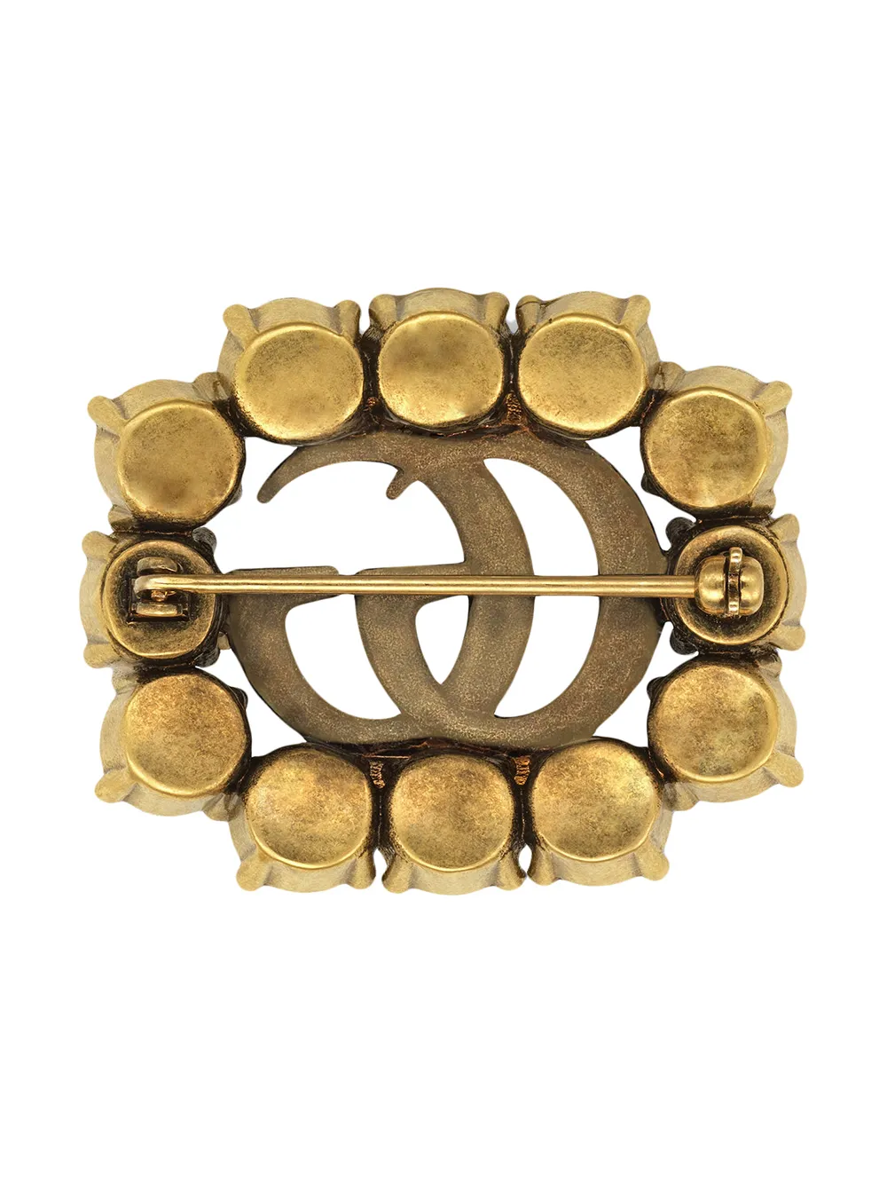 Gucci metallic Double G-broche met kristallen