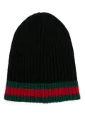 Gucci Web-stripe wool beanie - Black