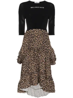 balenciaga leopard dress