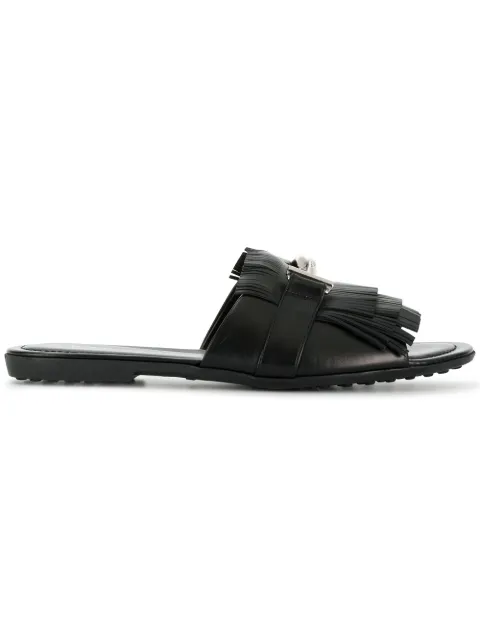 Tod's Double T fringed slides