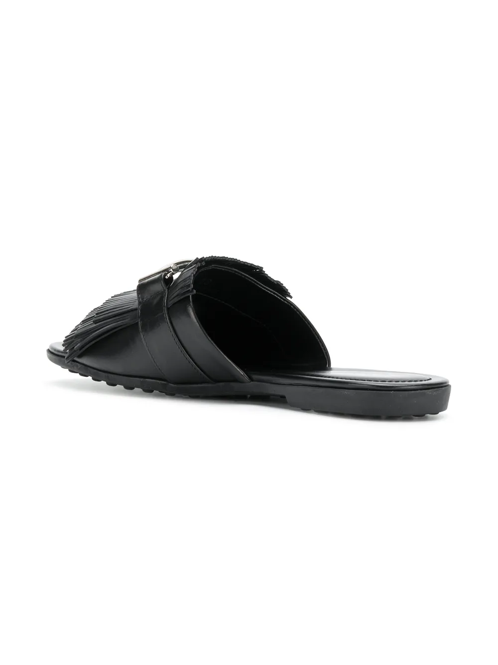 Tod's Double T fringed slides Zwart
