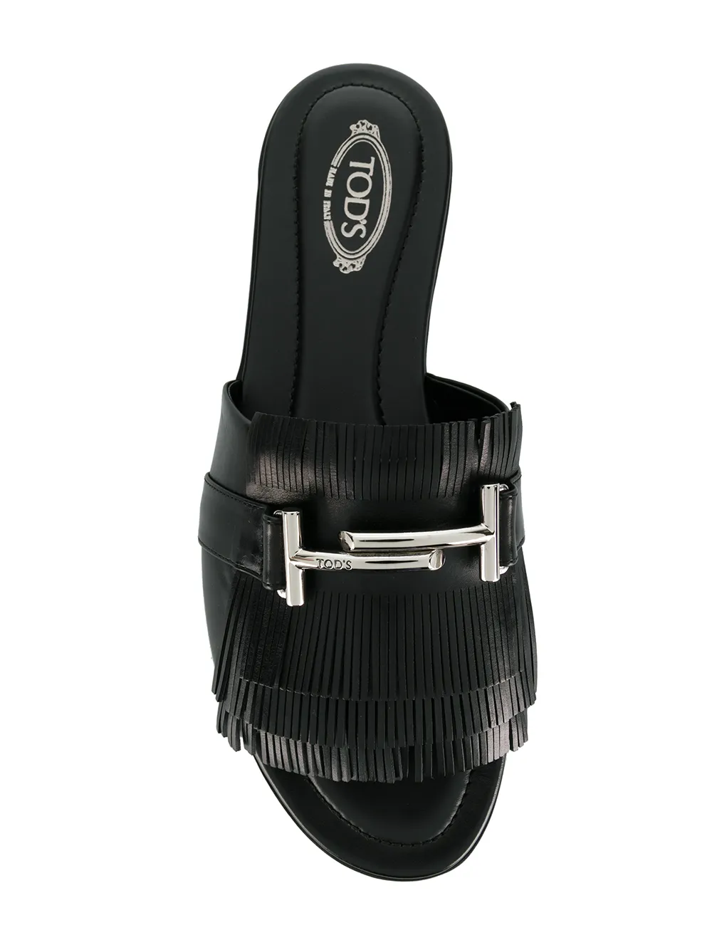 Tod's Double T fringed slides Zwart