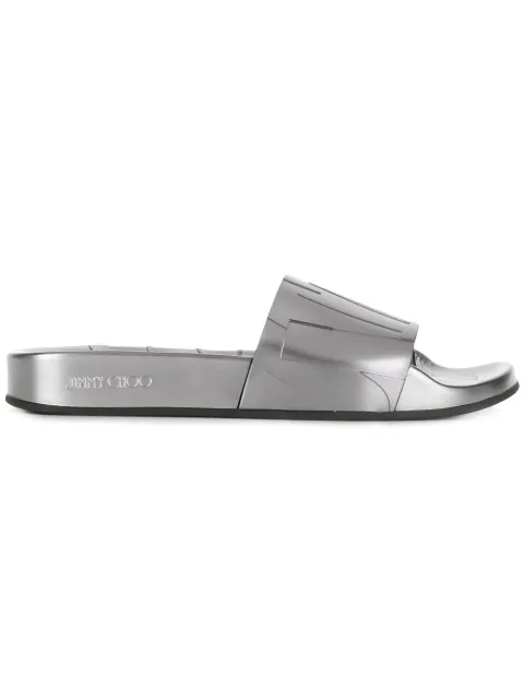 Shop metallic Jimmy Choo Rey/F pool slides with Express Delivery - Farfetch