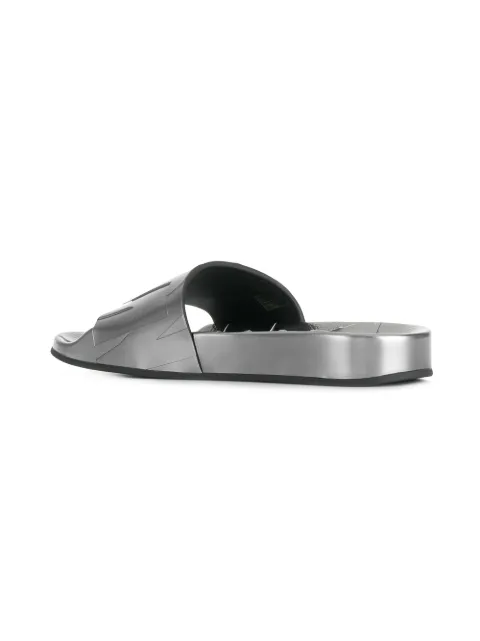 Shop metallic Jimmy Choo Rey/F pool slides with Express Delivery - Farfetch
