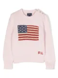 POLO RALPH LAUREN KIDS US flag intarsia jumper - Pink