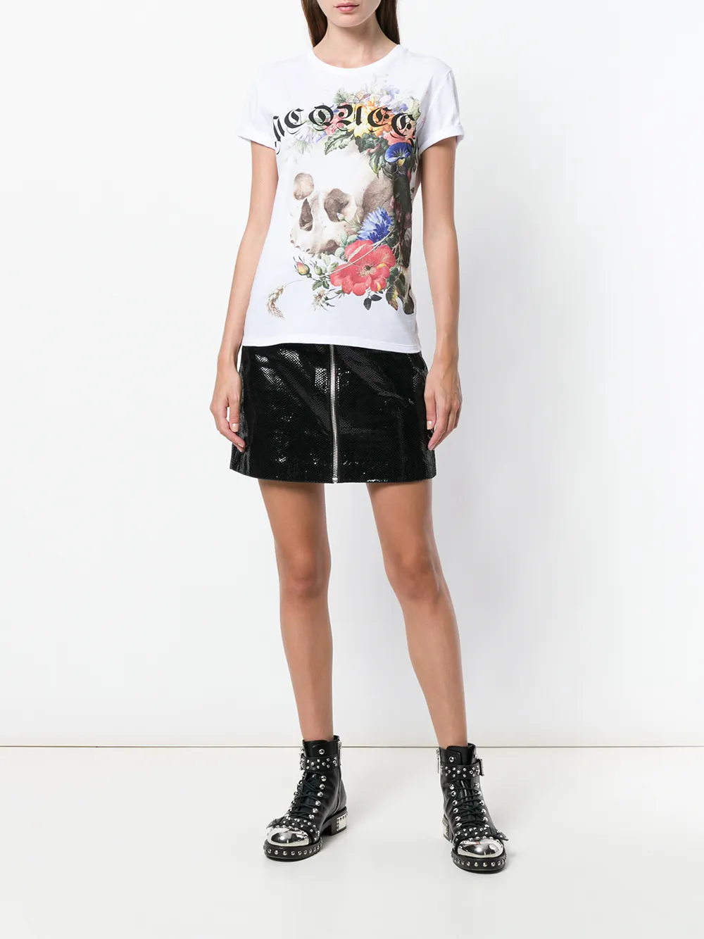  Alexander Mcqueen T Shirt Mit Totenkopf Print   Weiß 