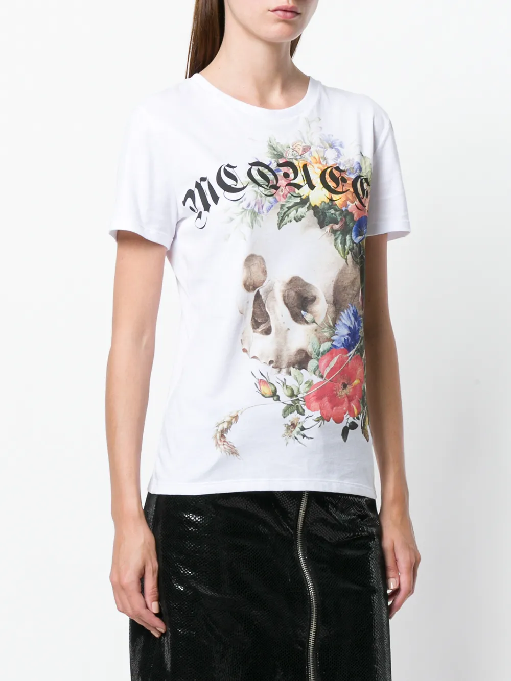  Alexander Mcqueen T Shirt Mit Totenkopf Print   Weiß 