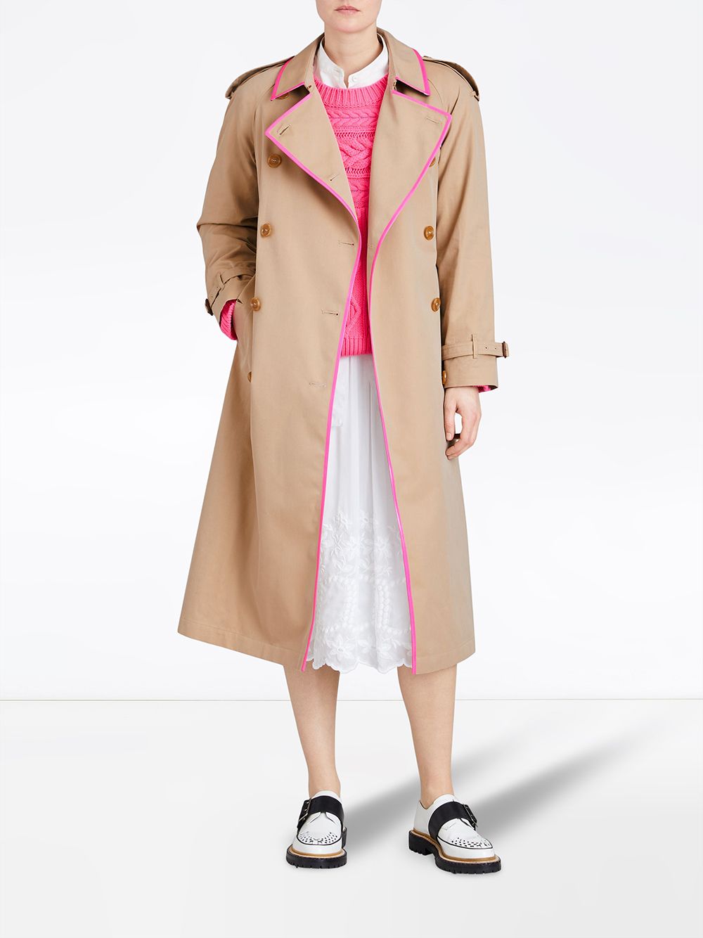 фото Burberry tape detail cotton gabardine trench coat