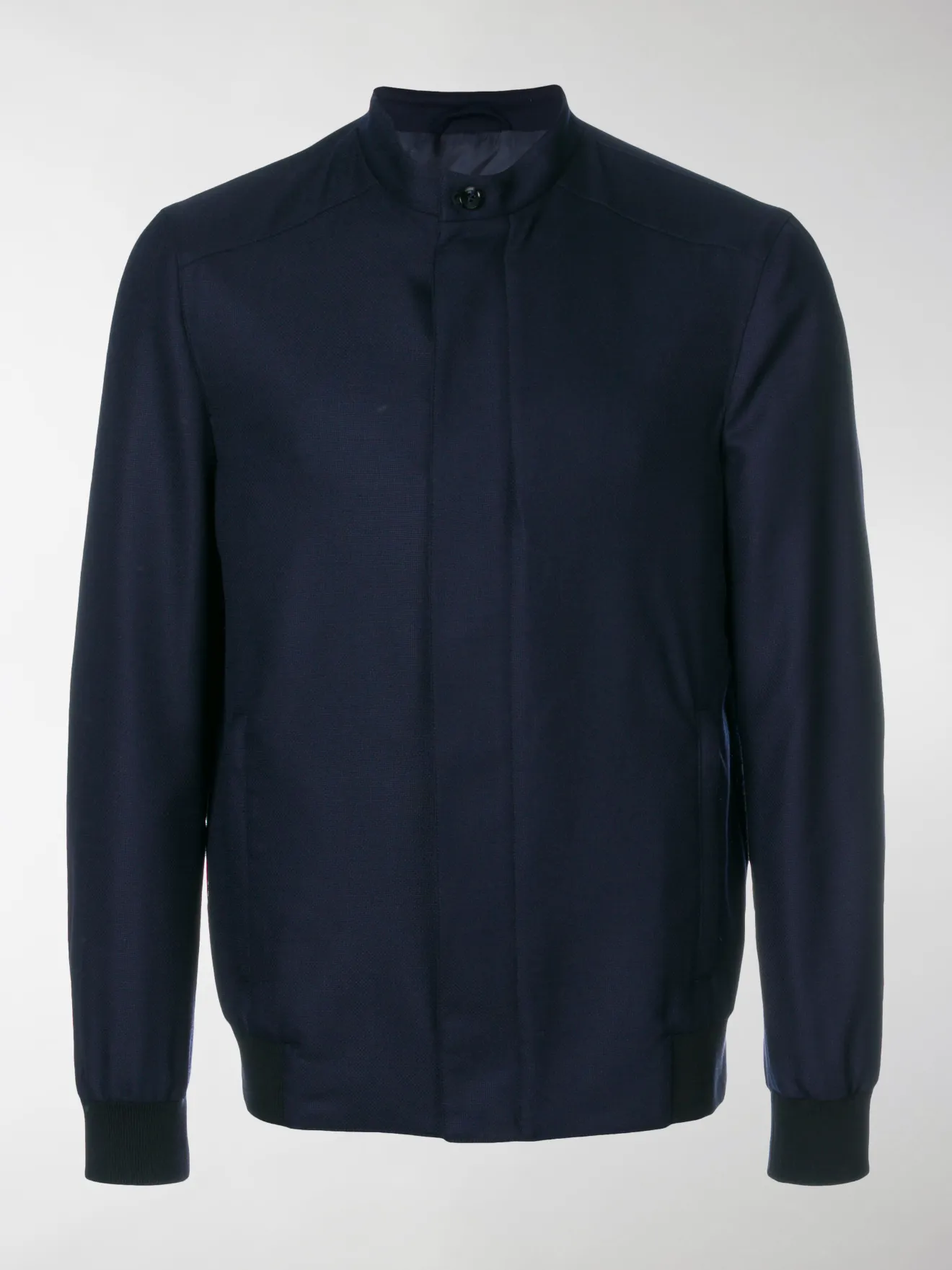 Larusmiani Mandarin collar bomber jacket blue MODES