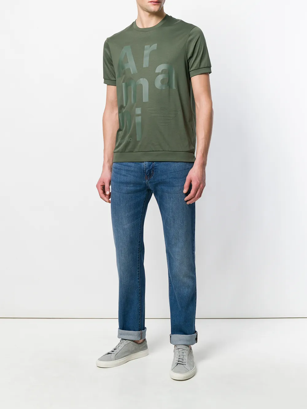 Emporio Armani stonewashed jeans met rechte pijpen Blauw