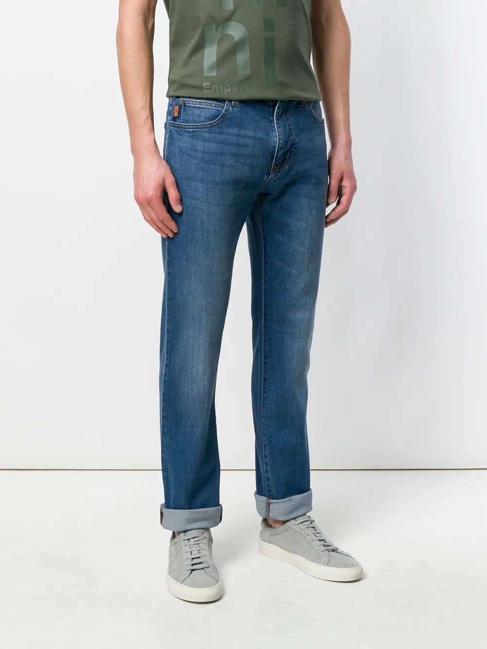 Emporio Armani stonewashed jeans met rechte pijpen Blauw