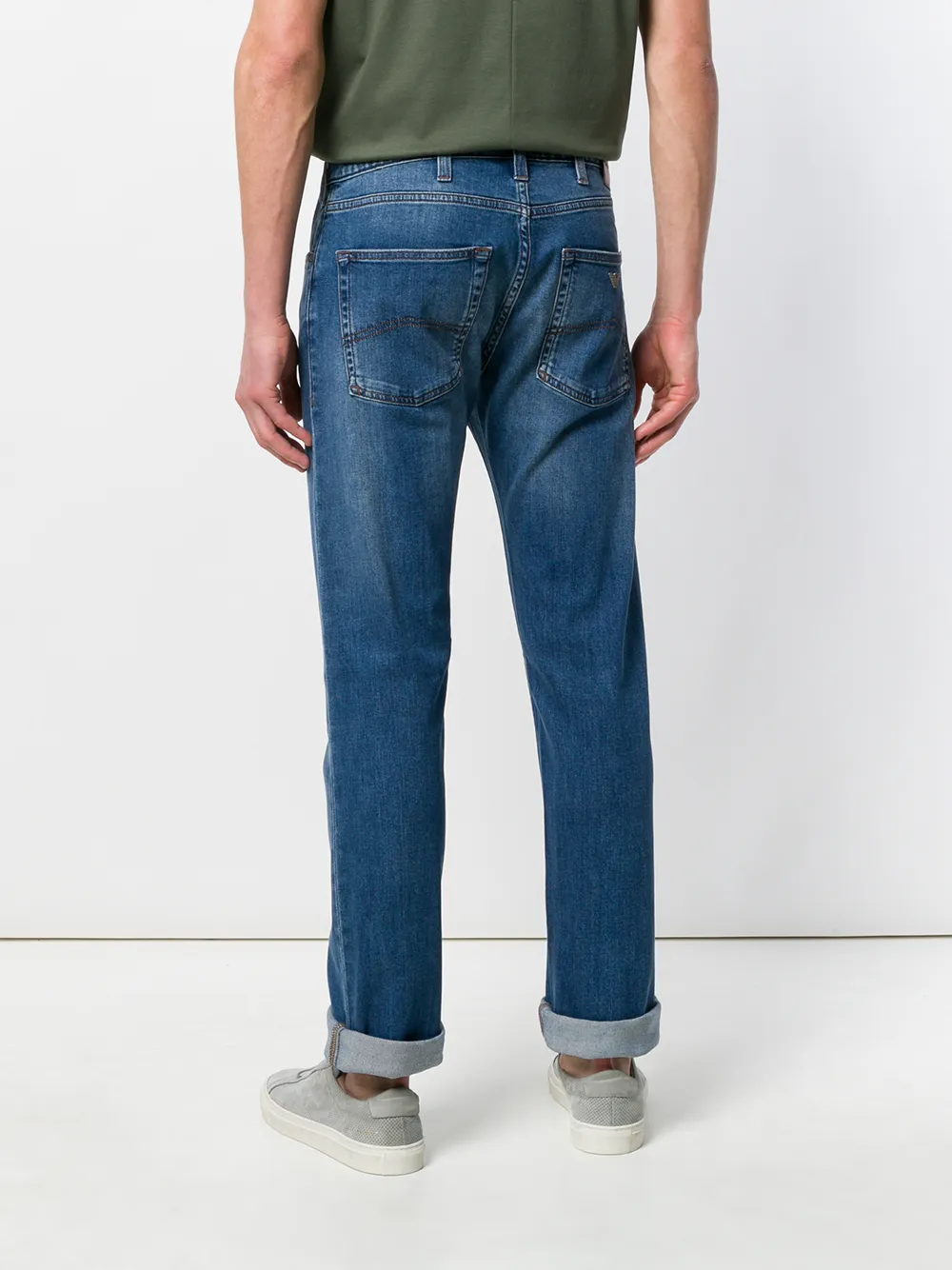 Emporio Armani stonewashed jeans met rechte pijpen Blauw
