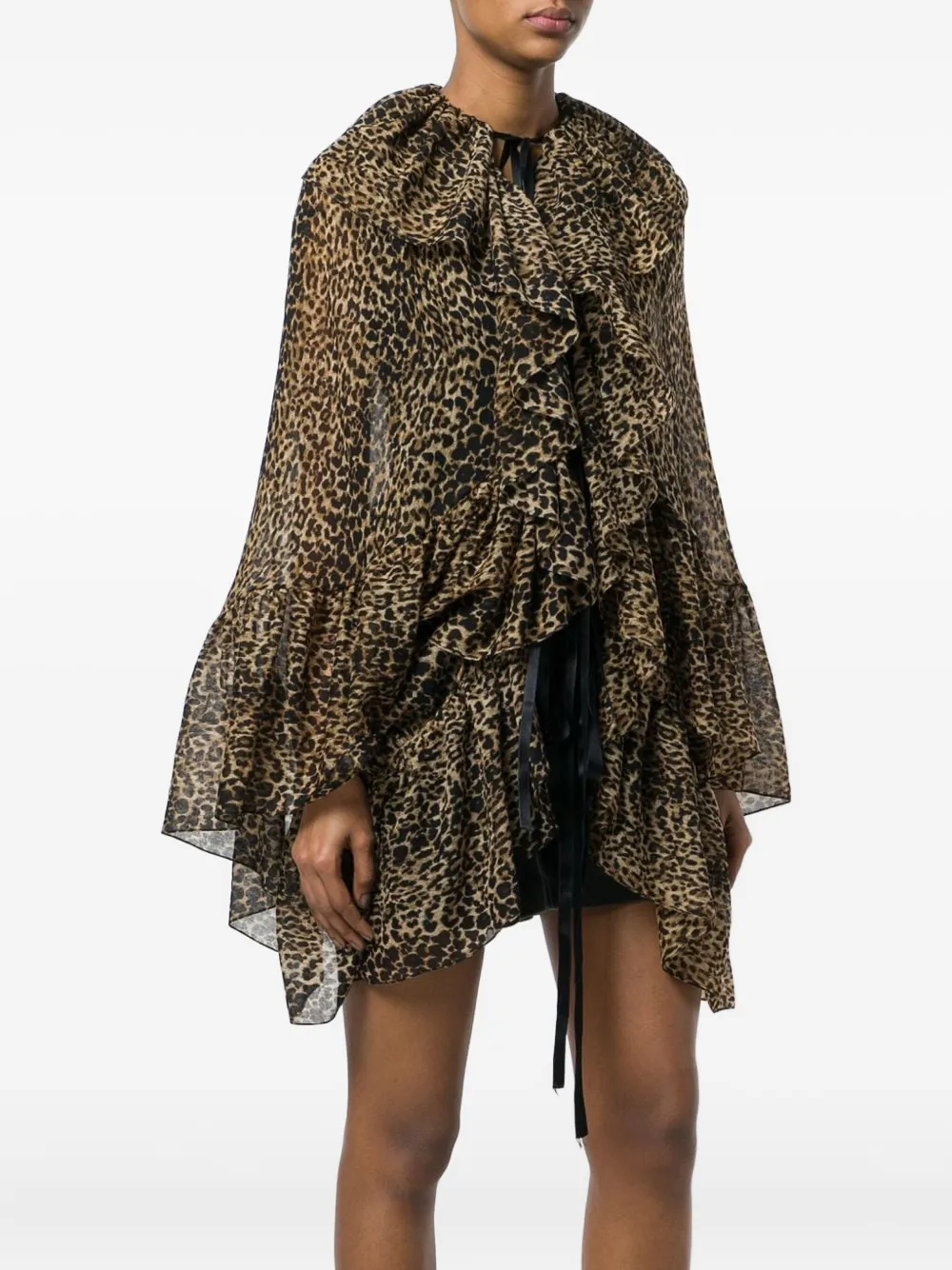  Saint Laurent Leopard-print Asymmetric Blouse - Neutrals 