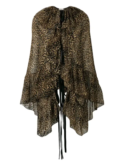 Saint Laurent Blusa assimétrica com estampa de leopardo