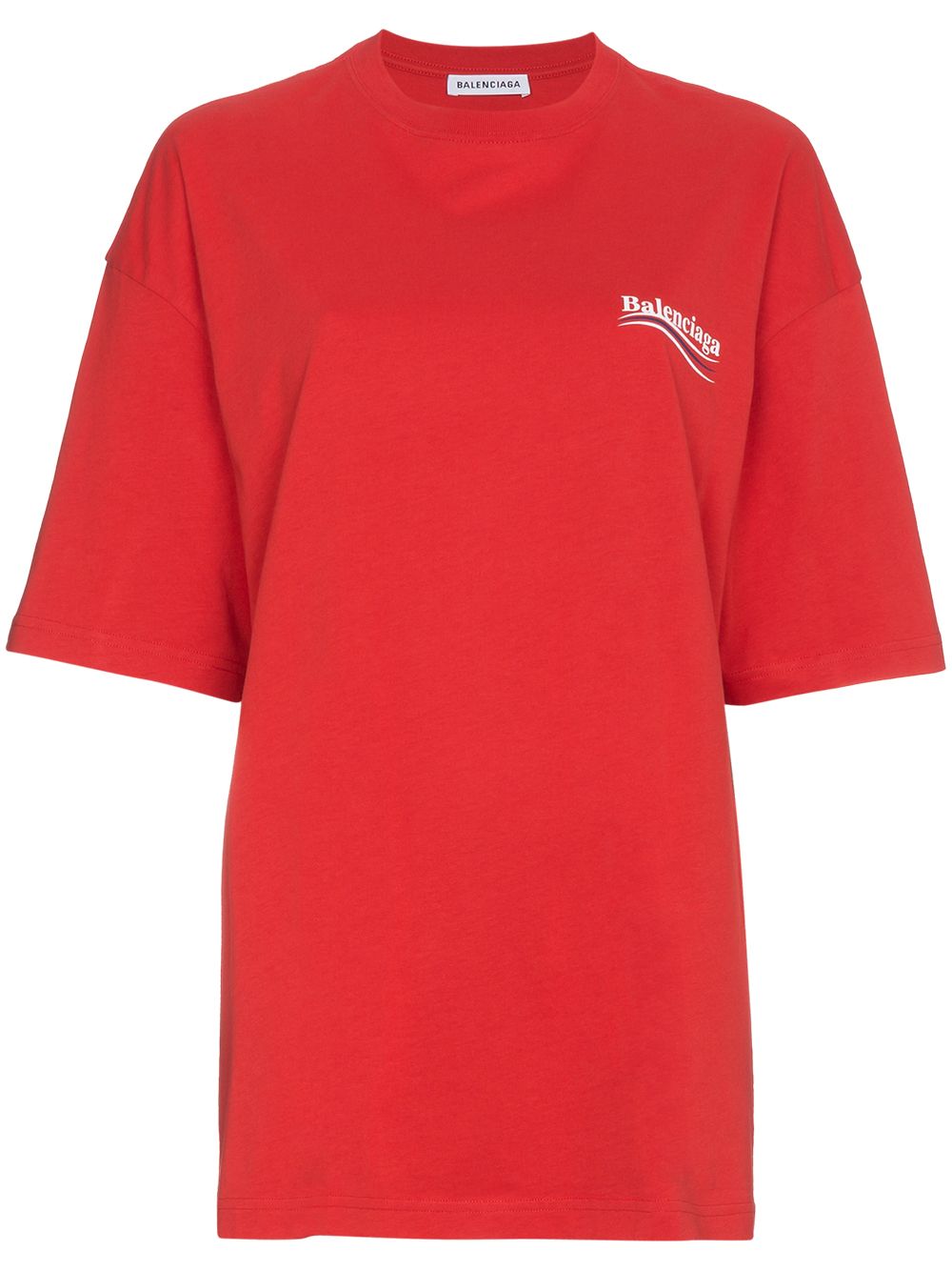 Shop red Balenciaga logo print T-shirt 