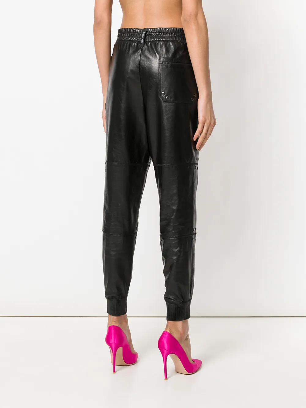 TOM FORD draped biker trousers Zwart