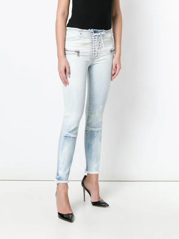 UNRAVEL PROJECT lace-up Skinny Jeans 