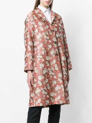 floral jacquard single-breasted coat展示图