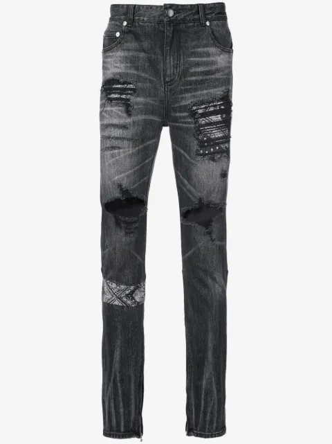 God's Masterful Children ripped paisley insert jeans