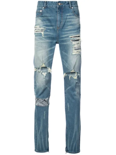 God's Masterful Children ripped paisley insert jeans