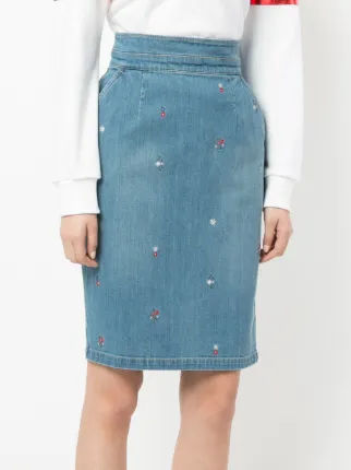 floral embroidered denim skirt展示图