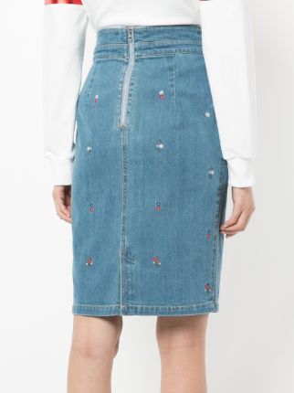 floral embroidered denim skirt展示图