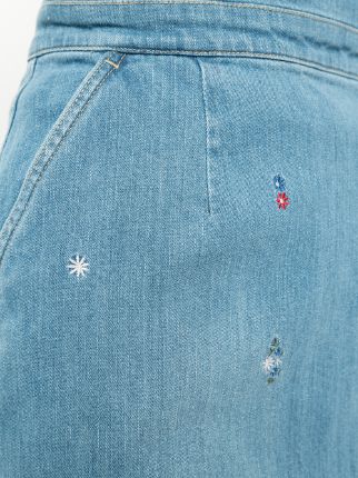 floral embroidered denim skirt展示图