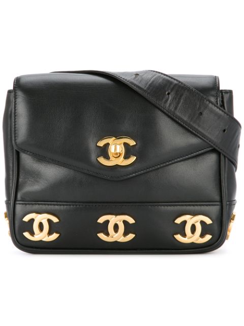 CHANEL logo flap belt bag Women